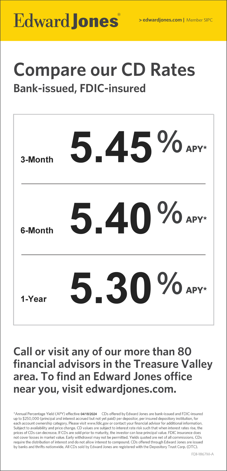 Compare Our CD Rates, Edward Jones, Boise, ID