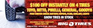 $100 OFF Instantly On 4 Tires