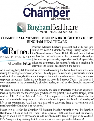 Chamber All Meeting Brought To You By Bingham Healthcare