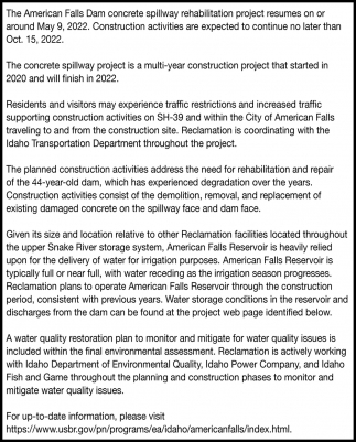 Concrete Spillway Rehabilitation Project