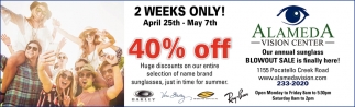 2 Weeks Only! 40% OFF