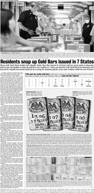 Residents Snap Up Gold Bars Issued In 7 States