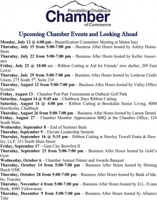Upcoming Chamber Events and Looking Ahead