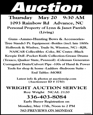 Auction: Thursday May 20