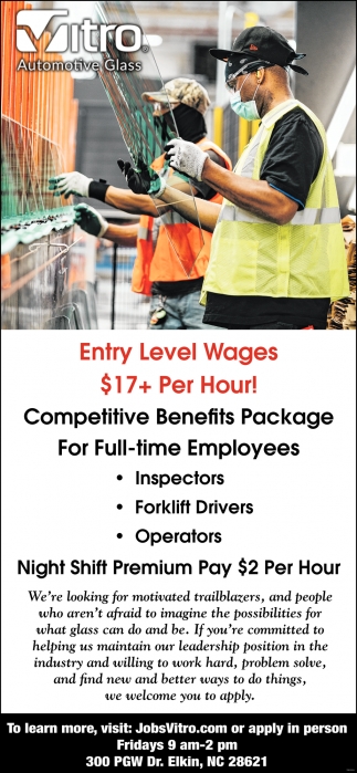 Entry Level Wages $17+ Per Hour!