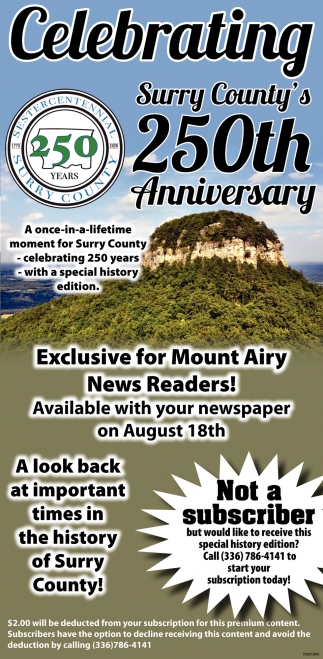 Exclusive For Mount Airy New Readers!