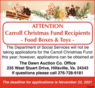 Carroll Christmas Fund Recipients