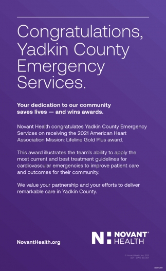 Congratulations, Yadkin County Emergency Services.
