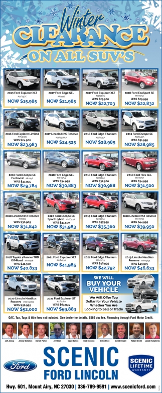 Winter Clearance On All SUV's