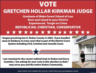 Vote Gretchen Hollar Kirkman Judge