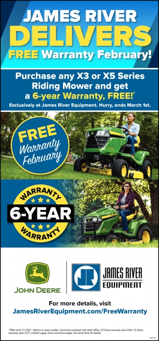 James River Delivers Free Warranty February!