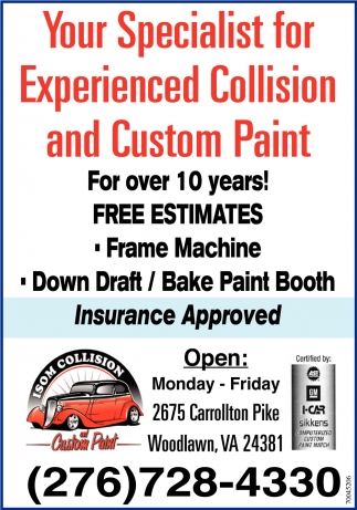 Your Specialist For Experienced Collision And Custom Paint