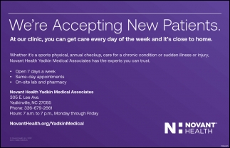 We're Accepting New Patients