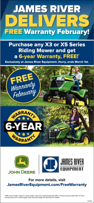 James River Delivers Free Warranty February!