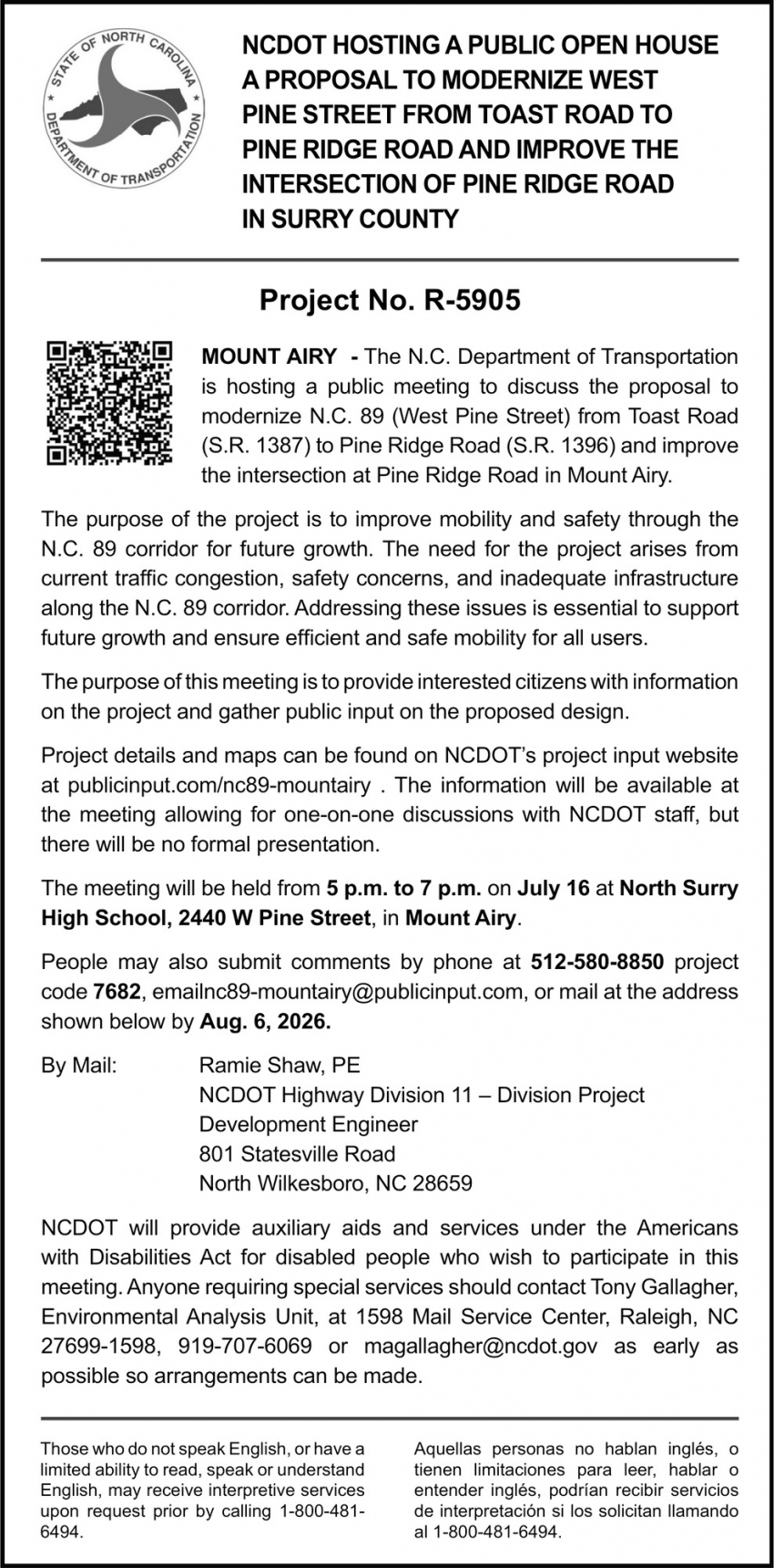 NC Department of Transportation
