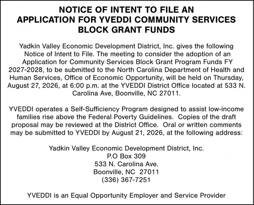 Yadkin Valley Economic Development District, Inc