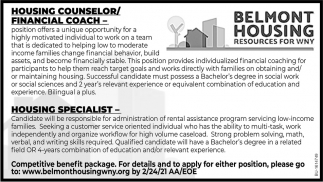 Housing Counselor/Financial Coach, Housing Specialist