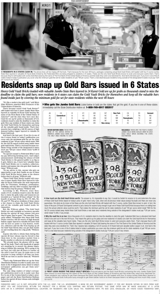 Residents Snap Up Gold Bars Issued in 6 States