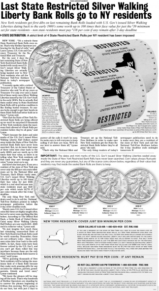 Last State Restricted Morgan Silver Dollar Bank Rolls Go To NY Residents