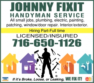 All Small Jobs, Plumbing, Electric, Painting, Patching, Window/Door Repair, Interior/Exterior
