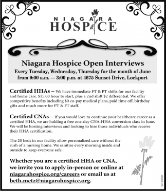 Niagara Hospice Open Interviews