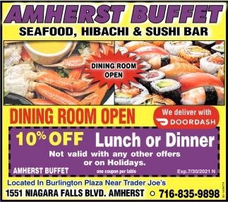 10% OFF Lunch and Dinner