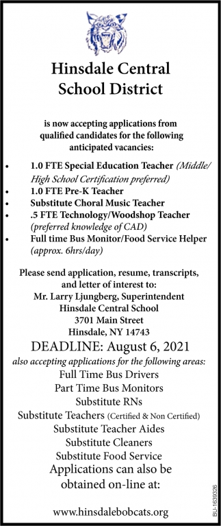 1.0 FTE Special Teacher Education