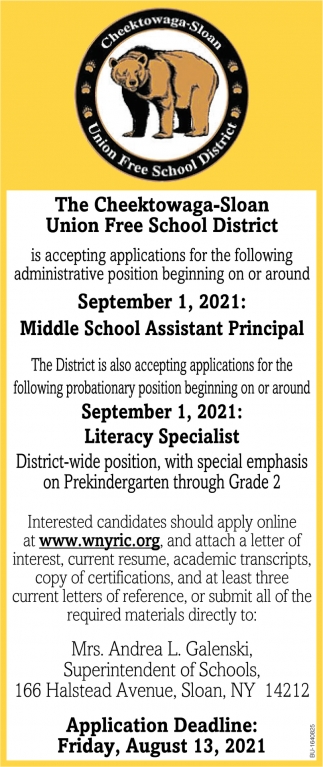 Middle School Assistant Principal, Literacy Specialist