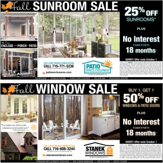 Sunroom Sale, Window Sale