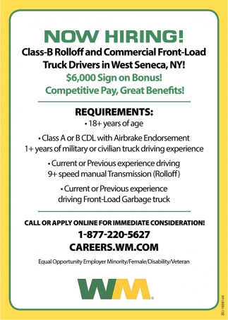 Class B Rolloff and Commercial Front-Load Truck Drivers