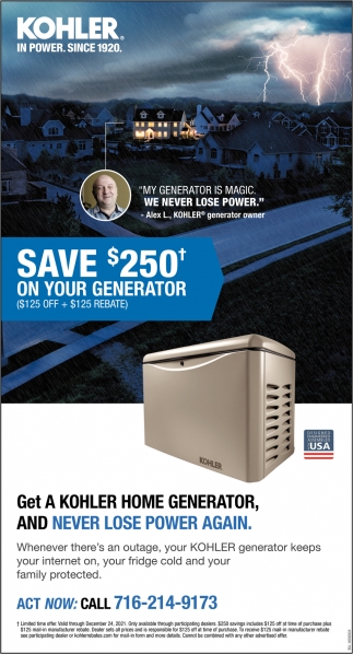 Save $250 On Your Generator!