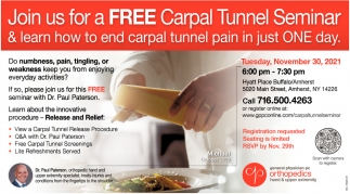Join Us For a Free Carpal Tunnel Seminar