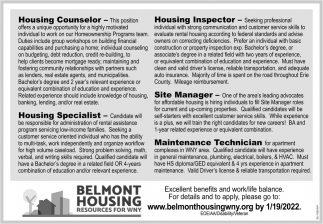 Housing Counselor, Housing Specialist, Housing Inspector, Site Manager, Maintenance Technician