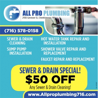 Sewer & Drain Cleaning, Plumbing Repair Specials