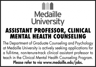 Assistant Professor, Clinical Mental Health Counseling