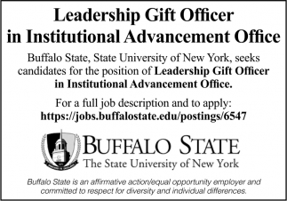 Leadership Gift Officer In Institutional Advancement Office