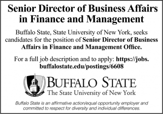 Senior Director Of Business Affairs In Finance And Management
