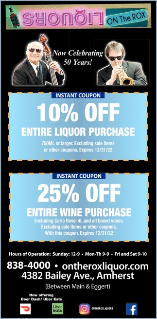 10% Off Entire Liquor Purchase 