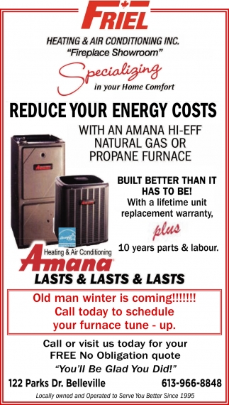 Reduce Your Energy Costs, Friel Heating & Air Conditioning Inc, Belleville,  ON