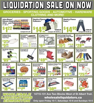 Liquidation Sale On Now, Wholesale Liquidators, Edmonton, AB