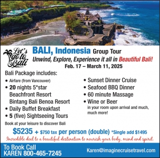 Bali, Indonesia Group Tour, Cruise Holidays