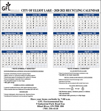 elliot lake city ads recycling calendar 2021