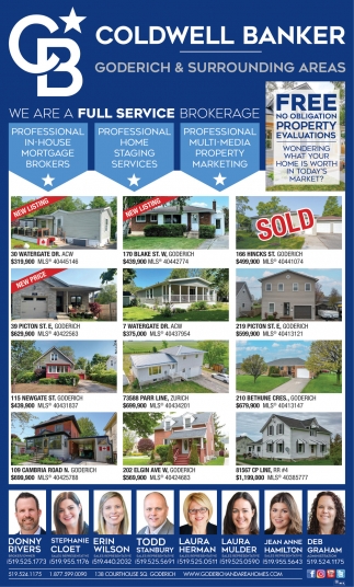 We Are a Full Service Brokerage, Coldwell Banker, Goderich, ON