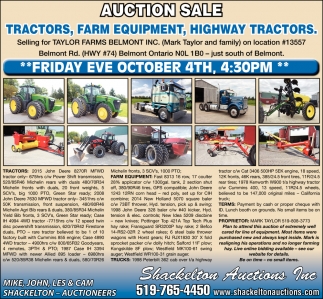 Auction Sale, Shackelton Auctions Inc., Springfield, ON