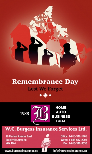 Remembrance Day, W.C. Burgess Insurance Services Ltd