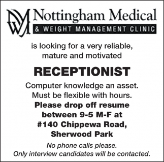 Receptionist Nottingham Medical Weight Management Clinic