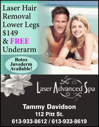 Laser Hair Removal Lower Legs $149 & FREE Underarm, Laser Advanced Spa,  Cornwall, ON