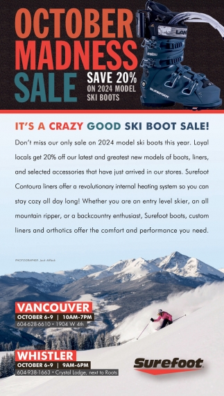 October Madness Sale Surefoot Whistler BC