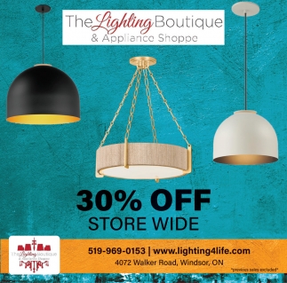 30% Off Storewide, The Lighting Boutique, Windsor, ON