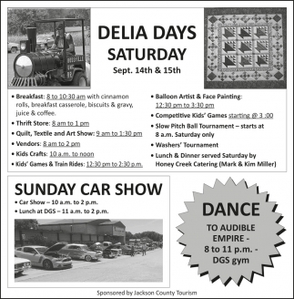 Delia Days (Saturday, Sept. 14th & 15th)